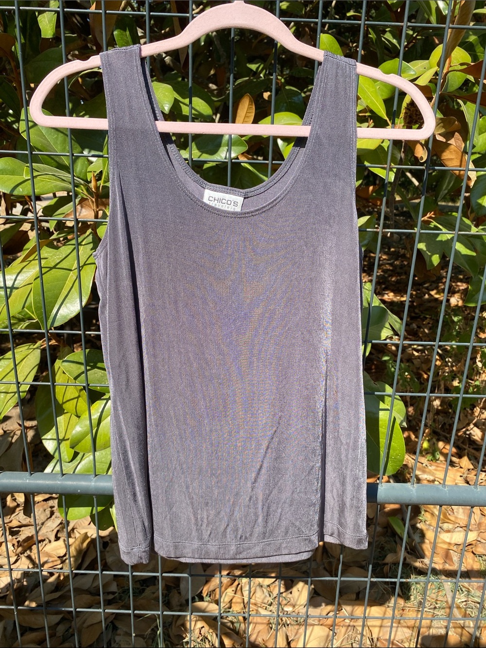 Chico's Charcoal Gray Travelers Stretch Knit Scoop Neck Tank Top Size 1